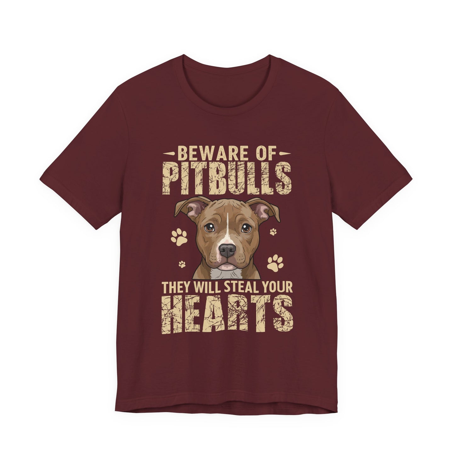 Pitbull Lover T-Shirt — "Beware of Pitbulls They Will Steal Your Hearts" Cute Dog Tee