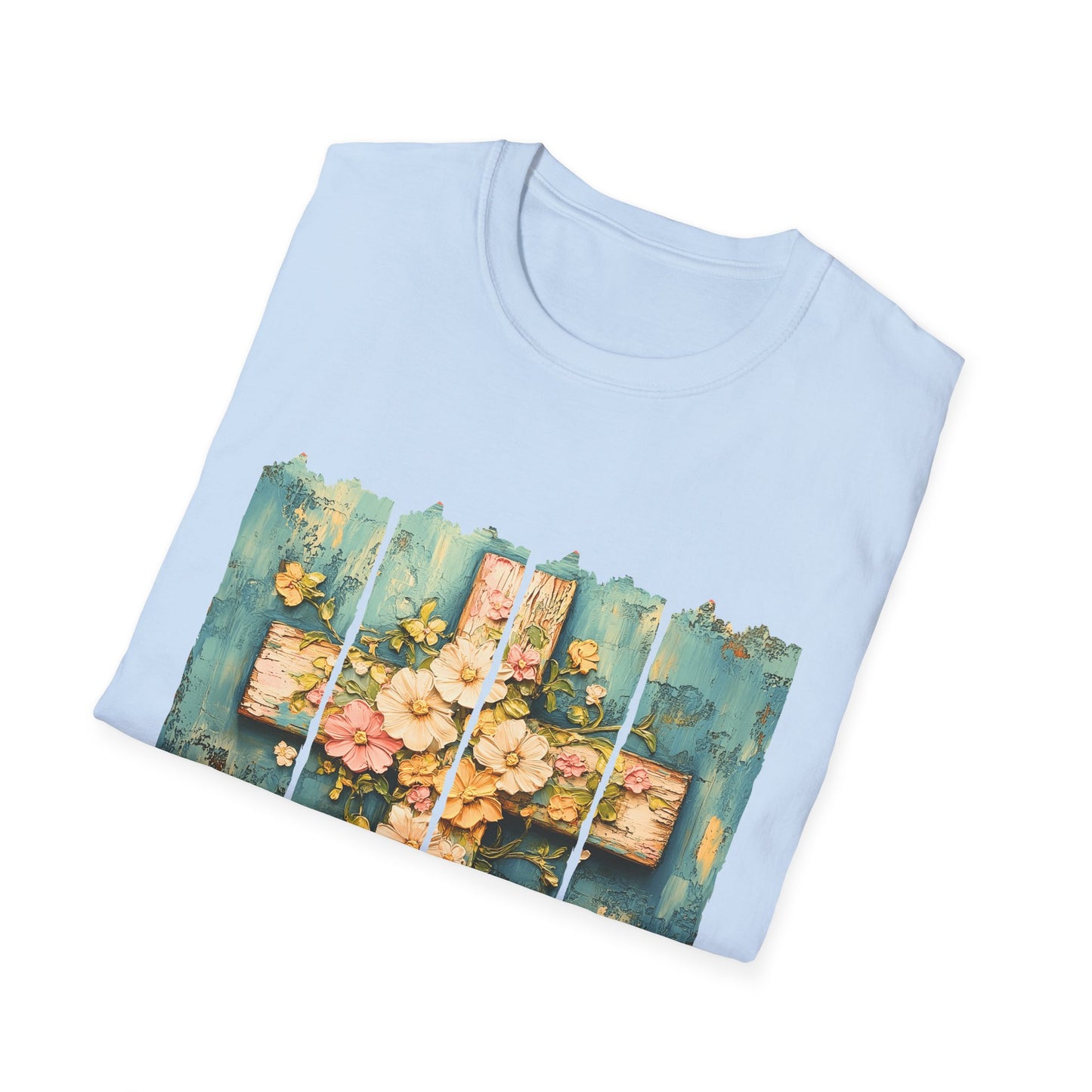 Floral Cross Christian T-Shirt — Faith, Hope & New Life Easter Tee