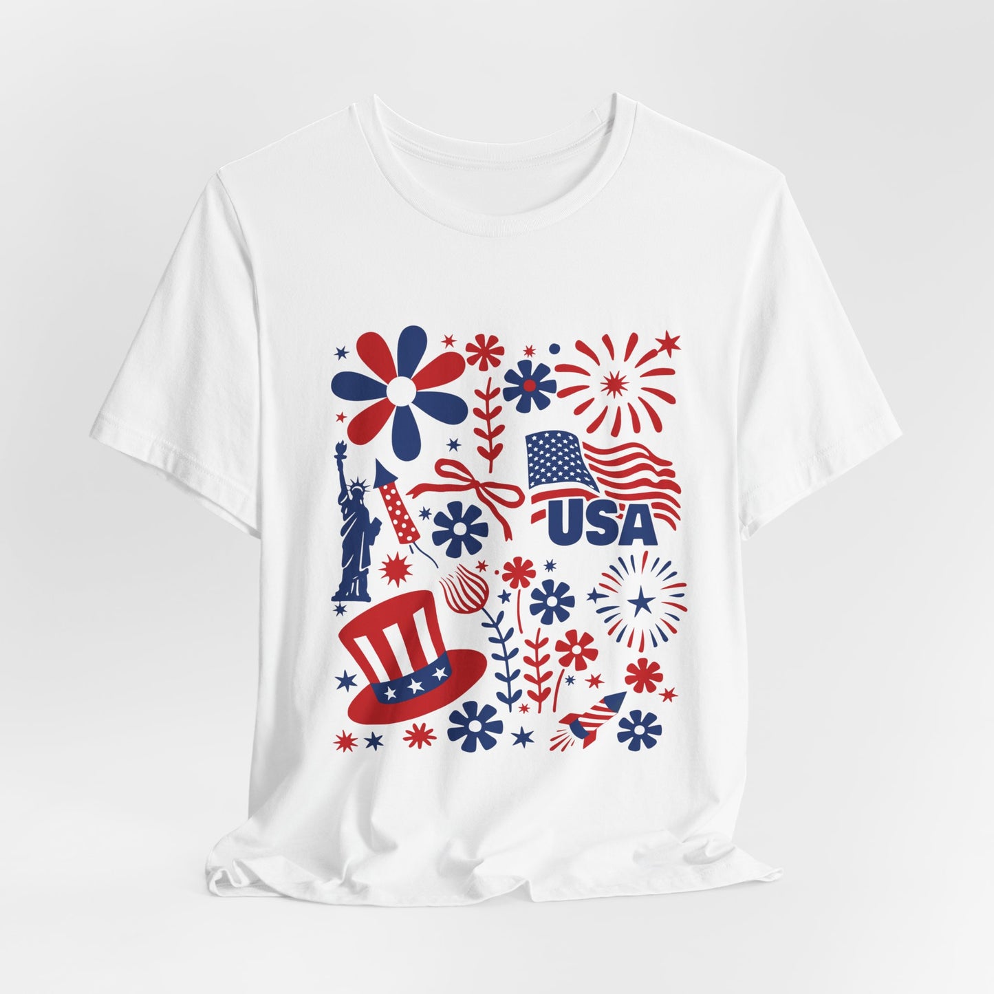USA Patriotic T-Shirt – Fourth of July Fireworks & Liberty Graphic Tee