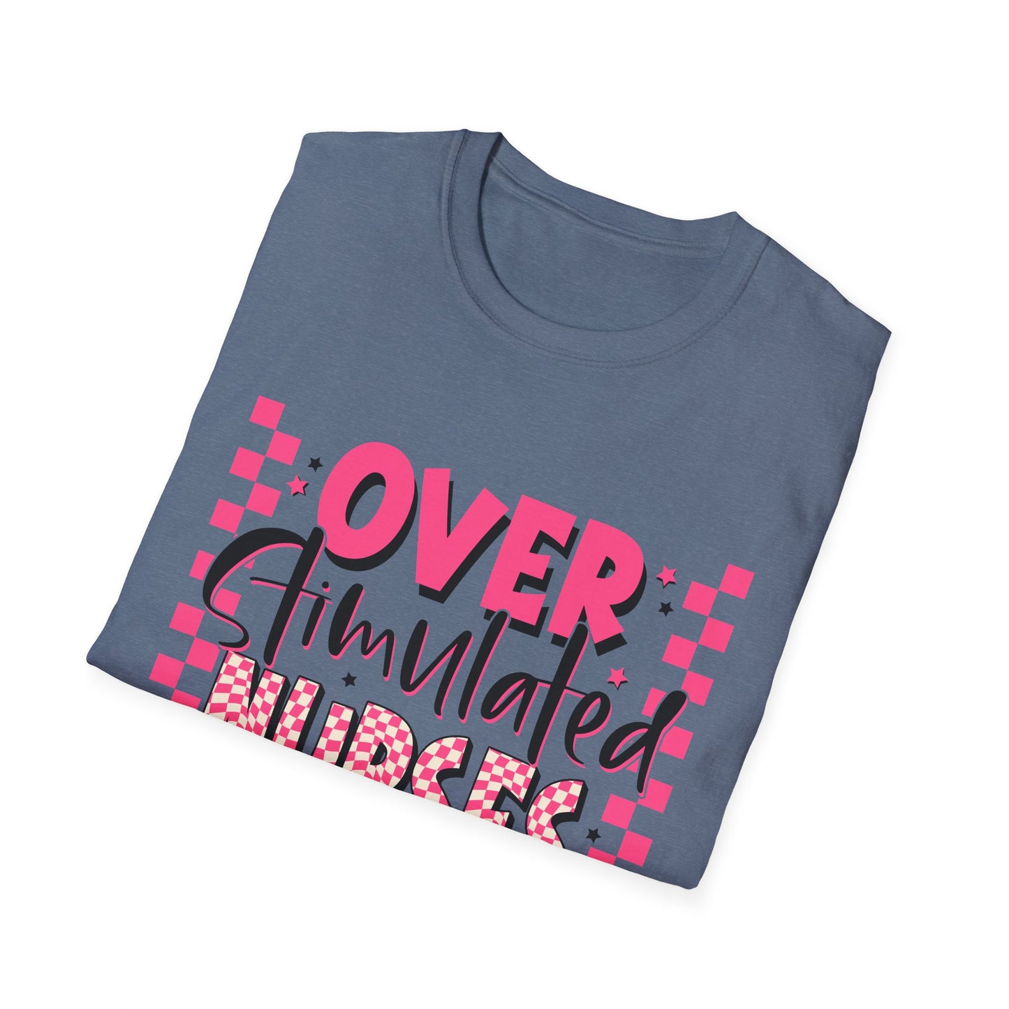 Overstimulated Nurses Club T-Shirt — Funny Pink Nurse Graphic Tee for Healthcare Workers