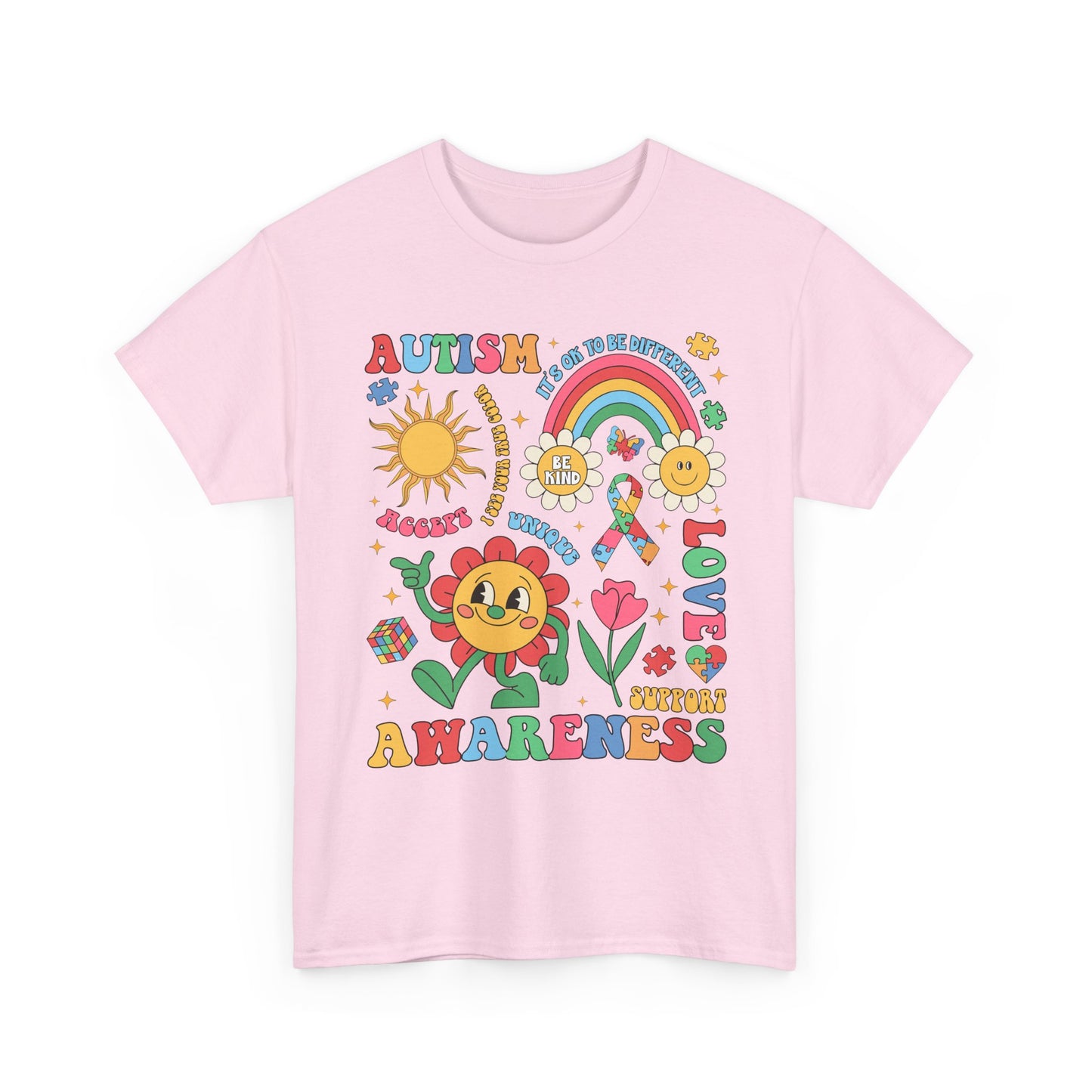 Autism Awareness Rainbow Floral Tee — Love, Support & Awareness T-Shirt