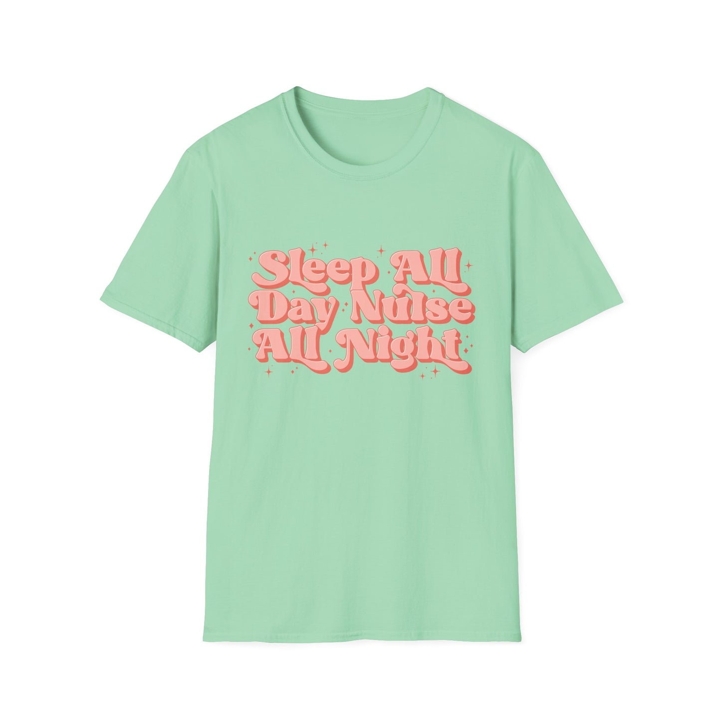 Sleep All Day Nurse All Night T-Shirt — Cute Retro Nurse Tee for Healthcare Workers