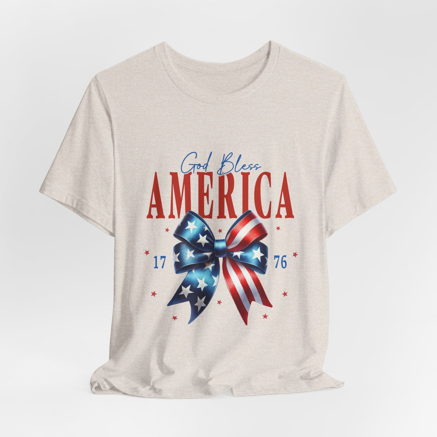 God Bless America Bow T-Shirt — Patriotic 1776 Fourth of July Tee