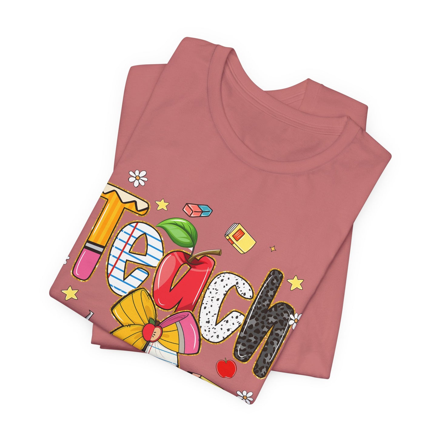 Teacher Floral Pencil Tee - "Teach" Cute School T-Shirt for Educators