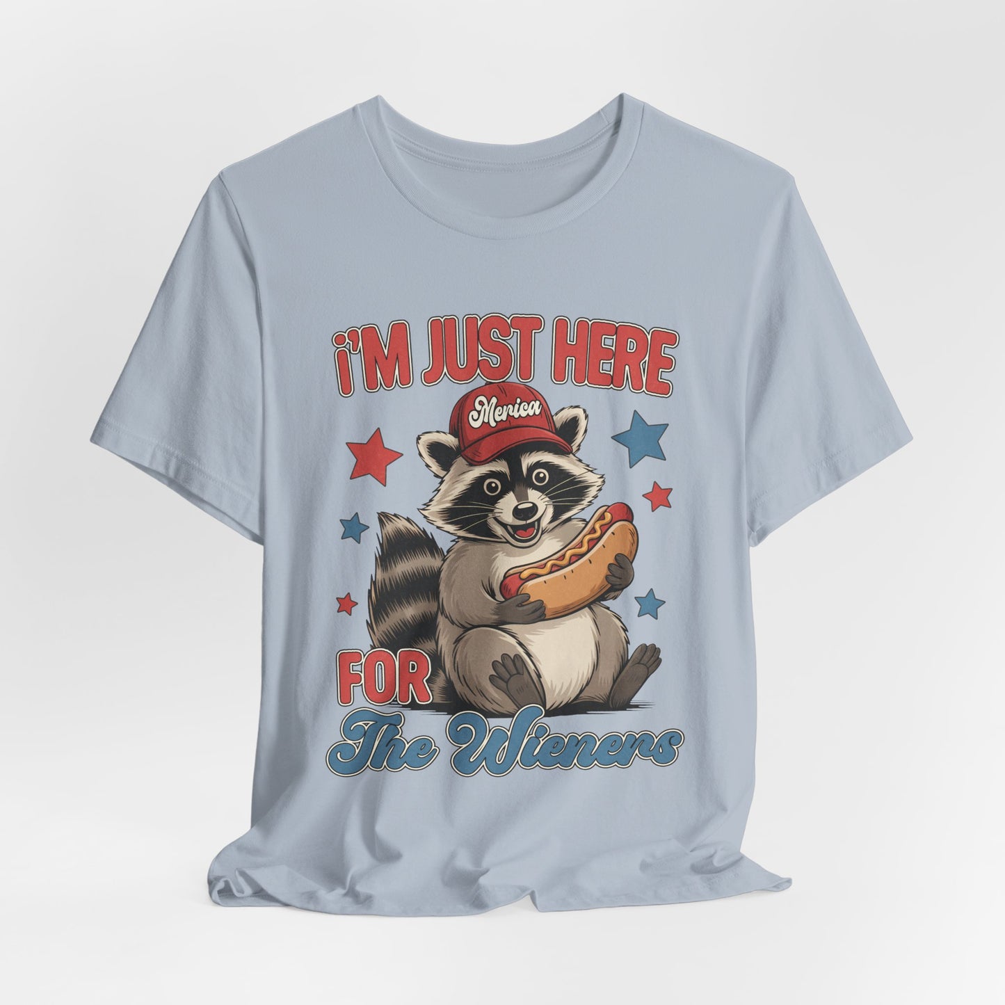Patriotic Raccoon Hot Dog Tee — “I'm Just Here For The Winans” Graphic T-Shirt