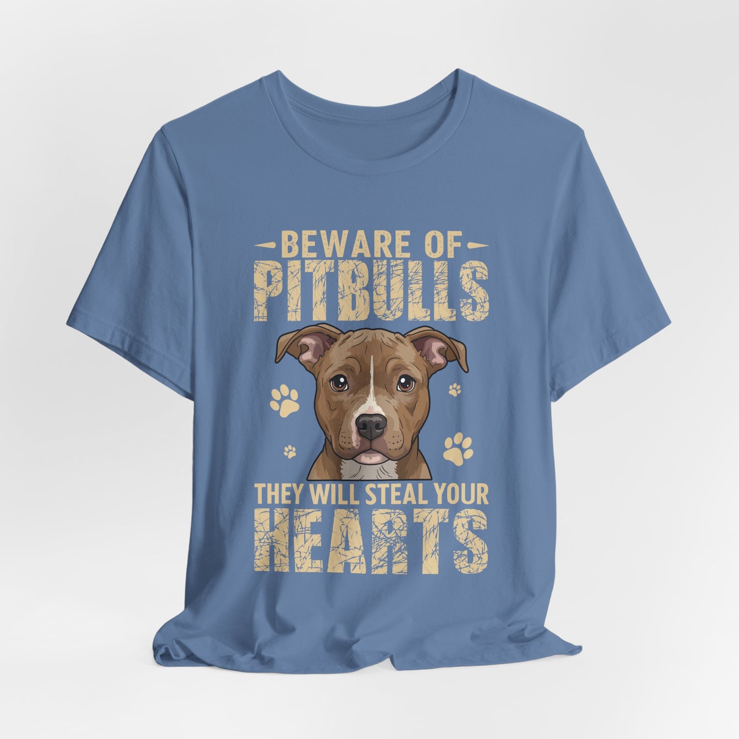 Pitbull Lover T-Shirt — "Beware of Pitbulls They Will Steal Your Hearts" Cute Dog Tee