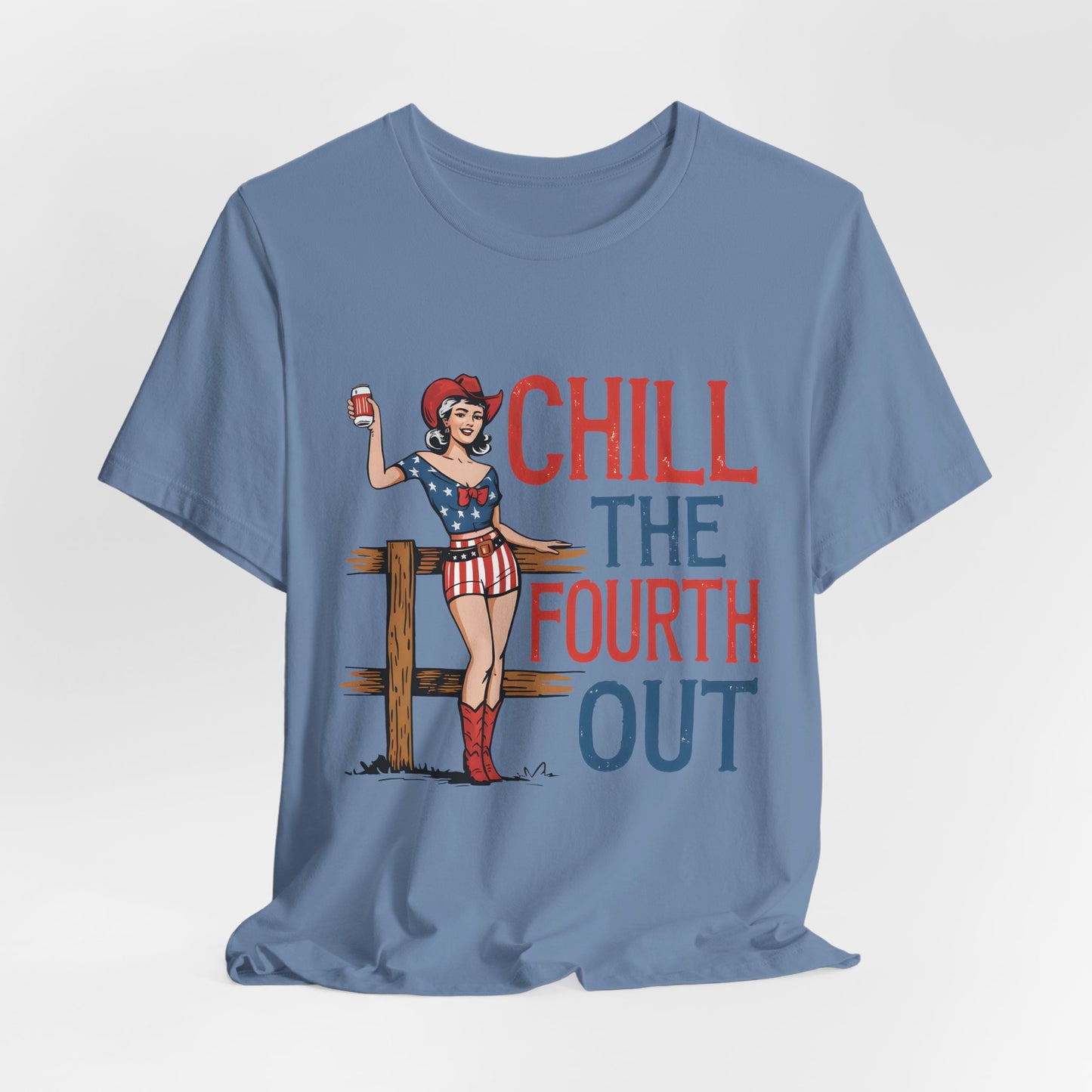 Fourth of July Tee - "Chill the Fourth Out" Vintage Pinup Patriotic Shirt