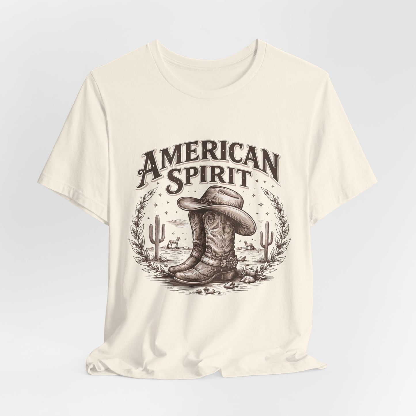 American Spirit Cowboy Tee — Western Boot & Cactus Vintage Graphic T-Shirt