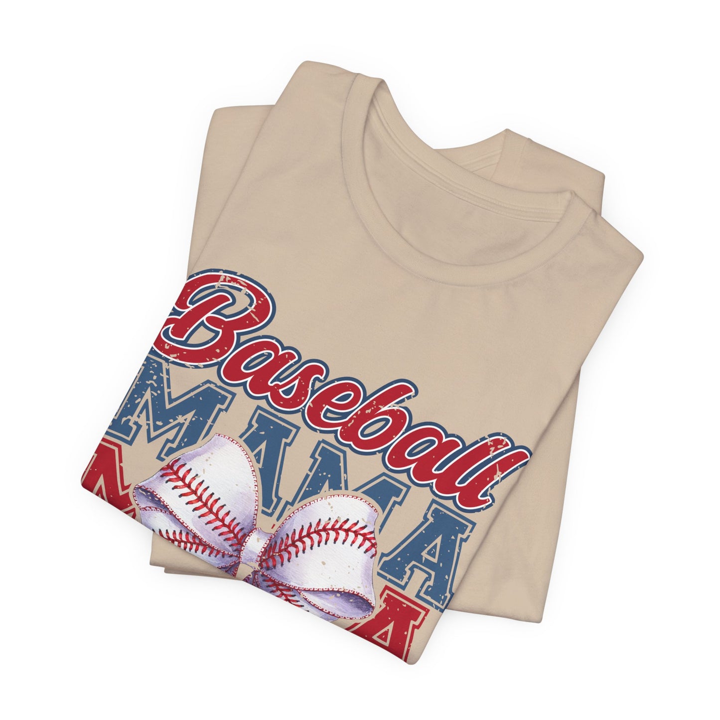 Baseball Mama Tee – Patriotic Bow Soft Cotton T‑Shirt for Baseball Moms