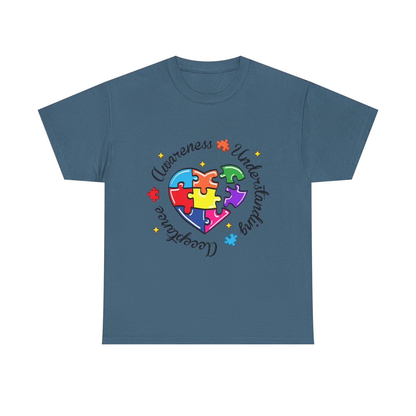 Autism Awareness Puzzle Heart T-Shirt – 'Awareness, Understanding, Acceptance'