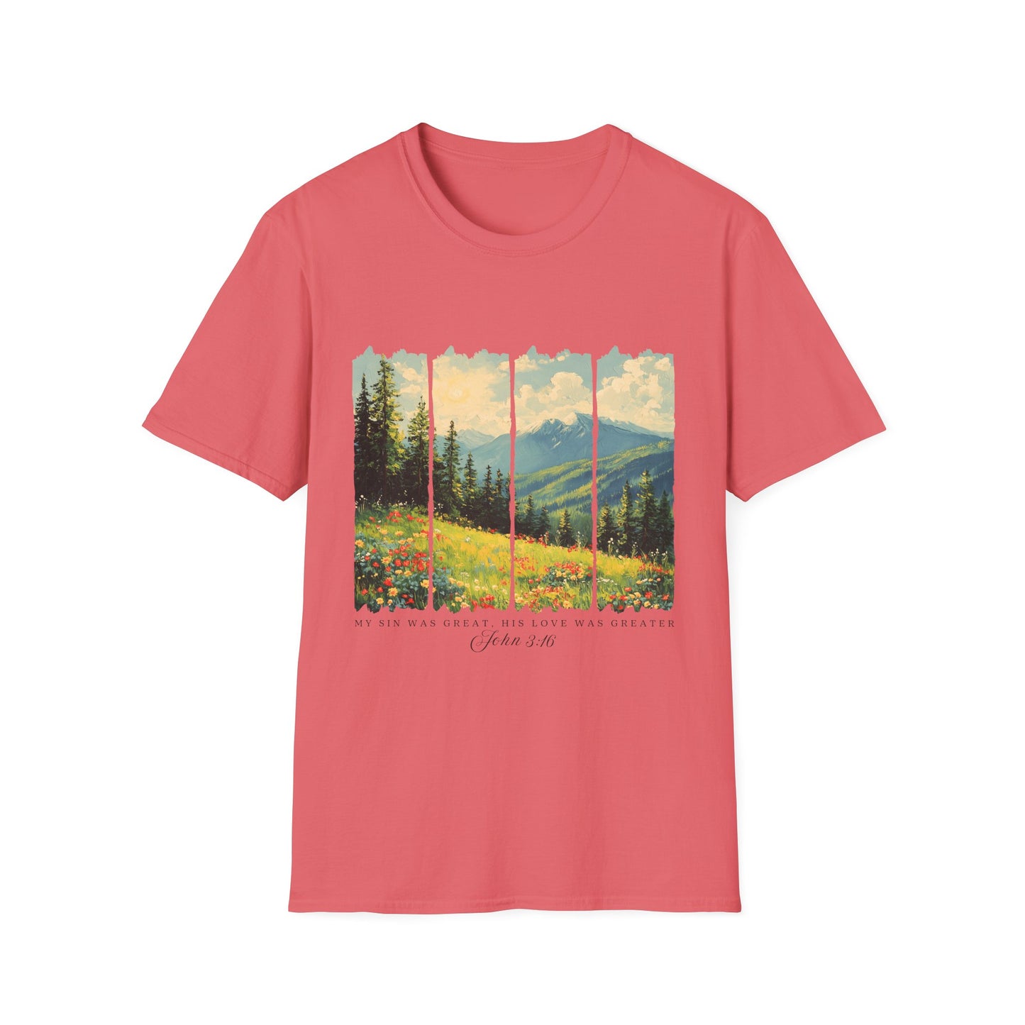 Mountain Meadow T-Shirt — Scenic Landscape Panel Tee