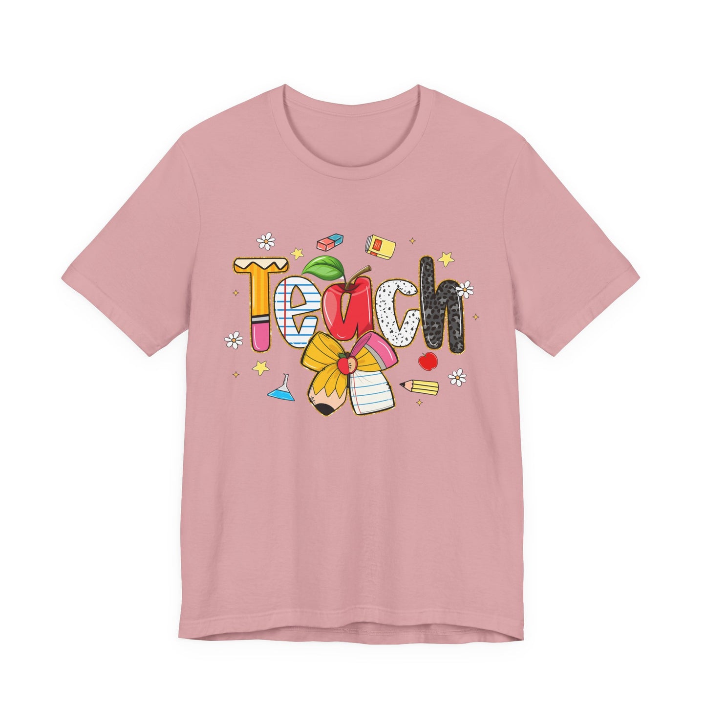 Teacher Floral Pencil Tee - "Teach" Cute School T-Shirt for Educators