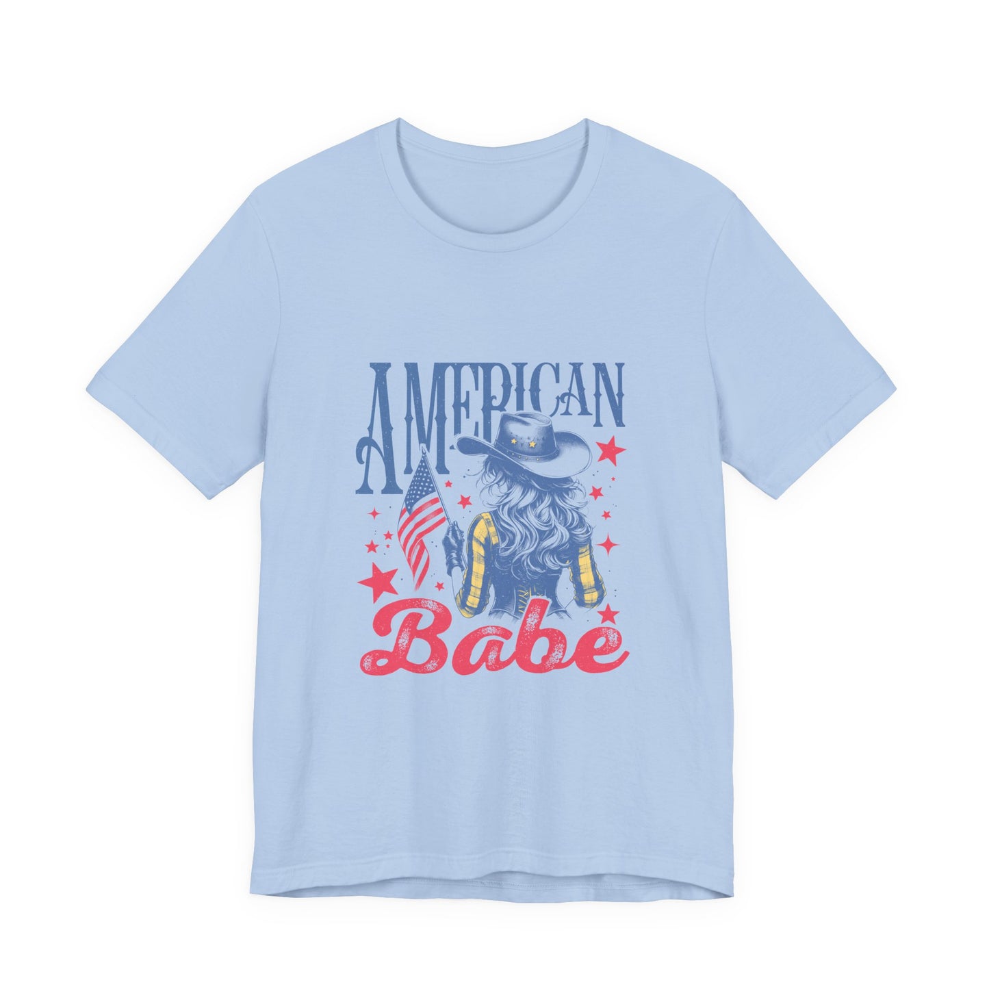 American Babe T-Shirt – Patriotic Cowgirl Stars & Stripes Tee (4th of July)