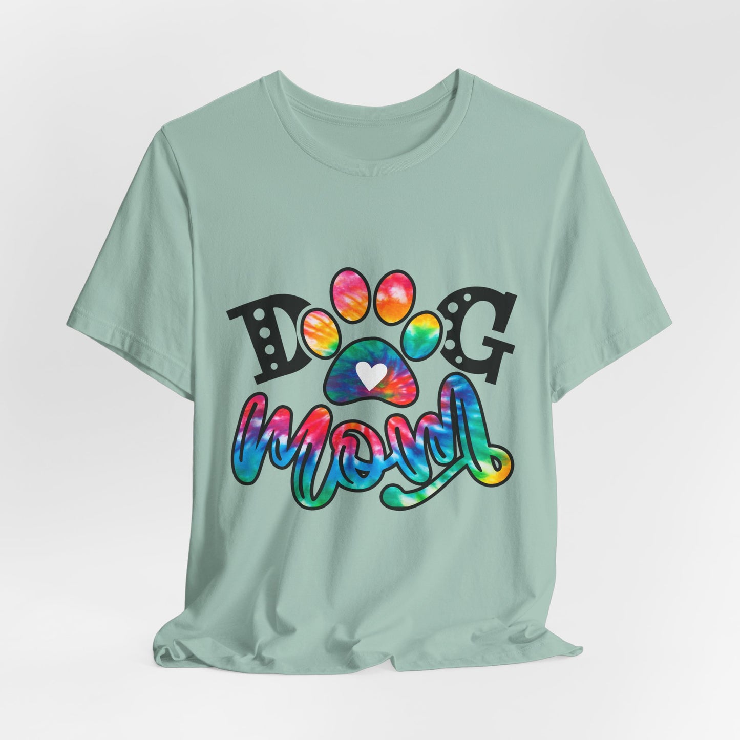 Dog Mom T-Shirt - Colorful Rainbow Paw Design
