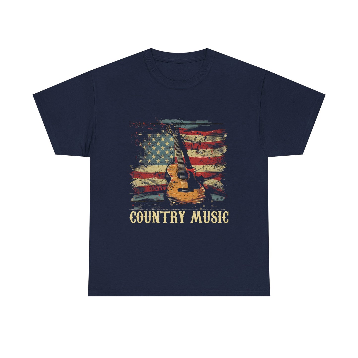 Country Music Guitar Tee — Vintage American Flag Acoustic Shirt