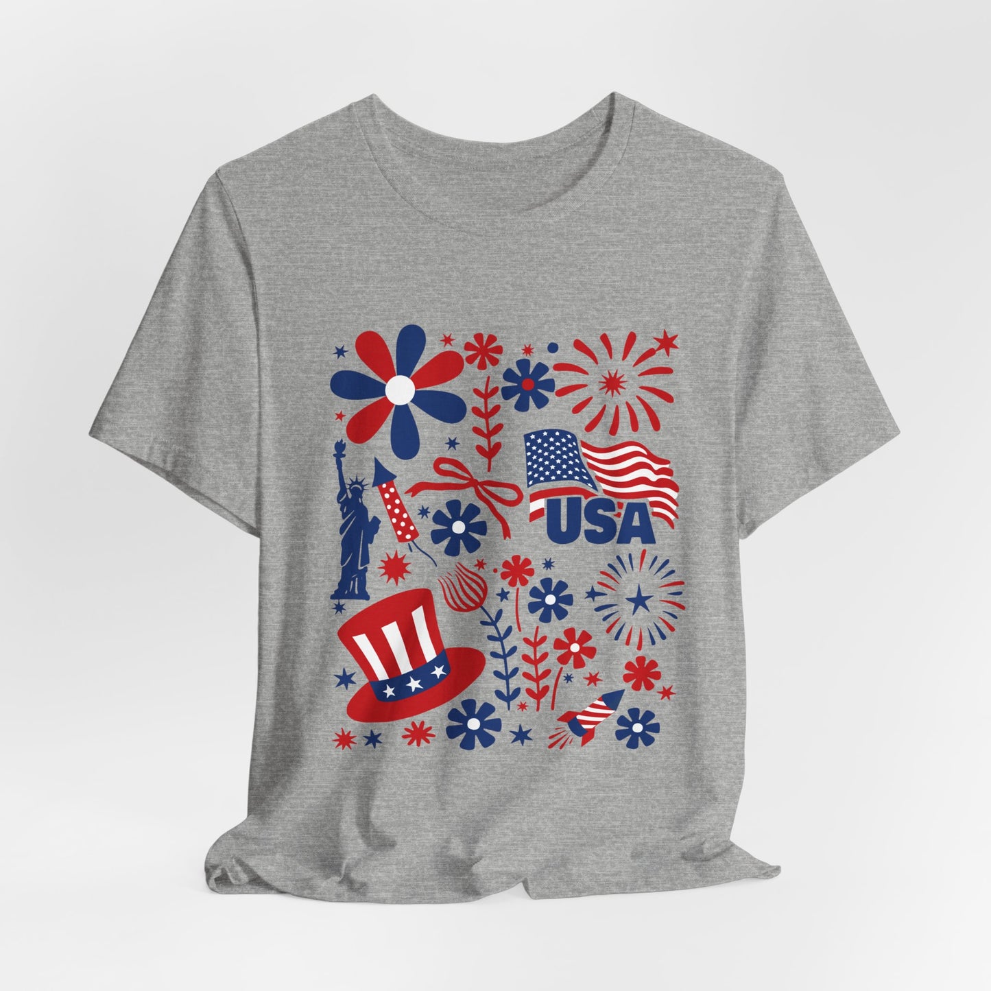 USA Patriotic T-Shirt – Fourth of July Fireworks & Liberty Graphic Tee