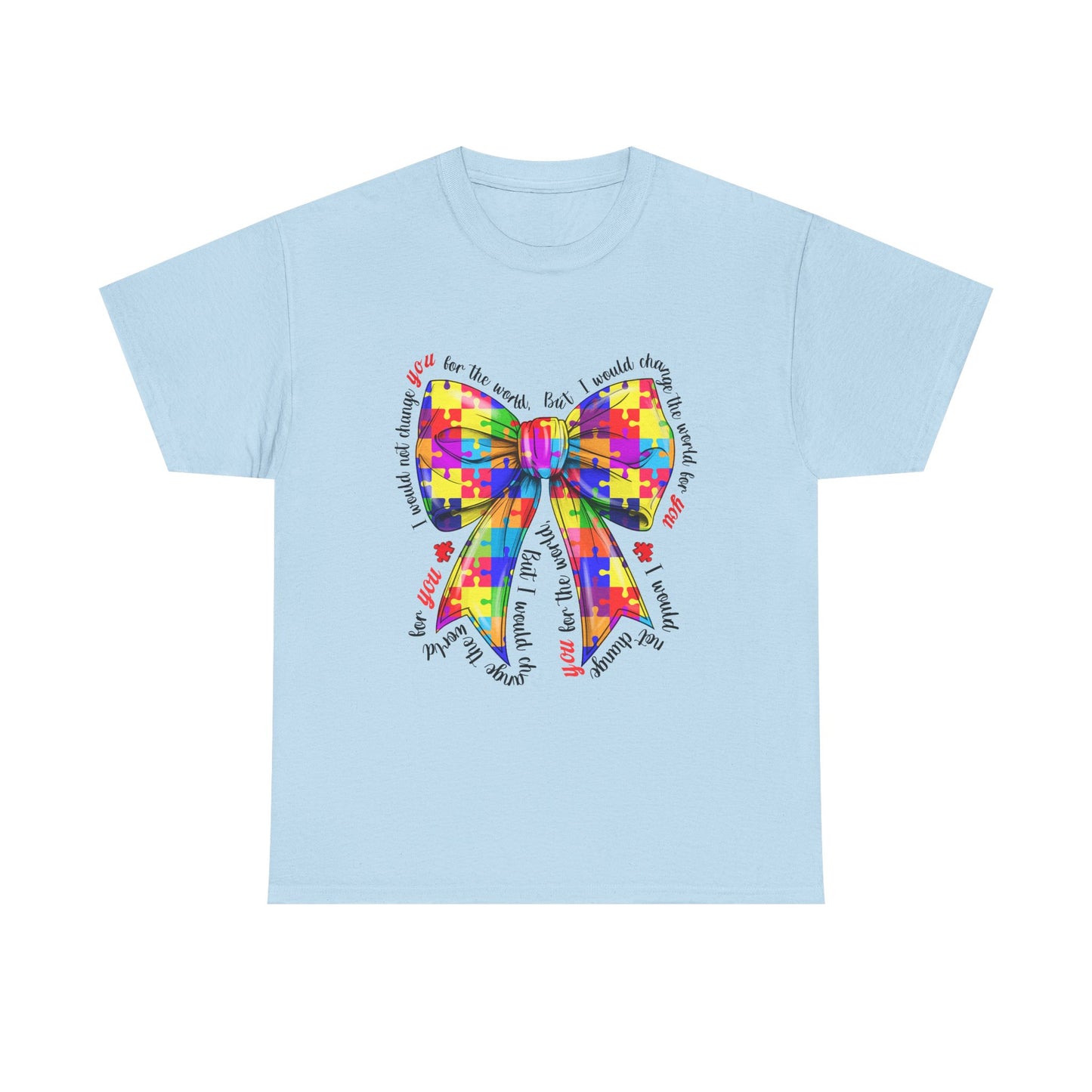 Autism Puzzle Ribbon Tee — Colorful Awareness Bow Shirt