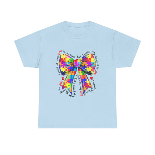 Autism Puzzle Ribbon Tee — Colorful Awareness Bow Shirt