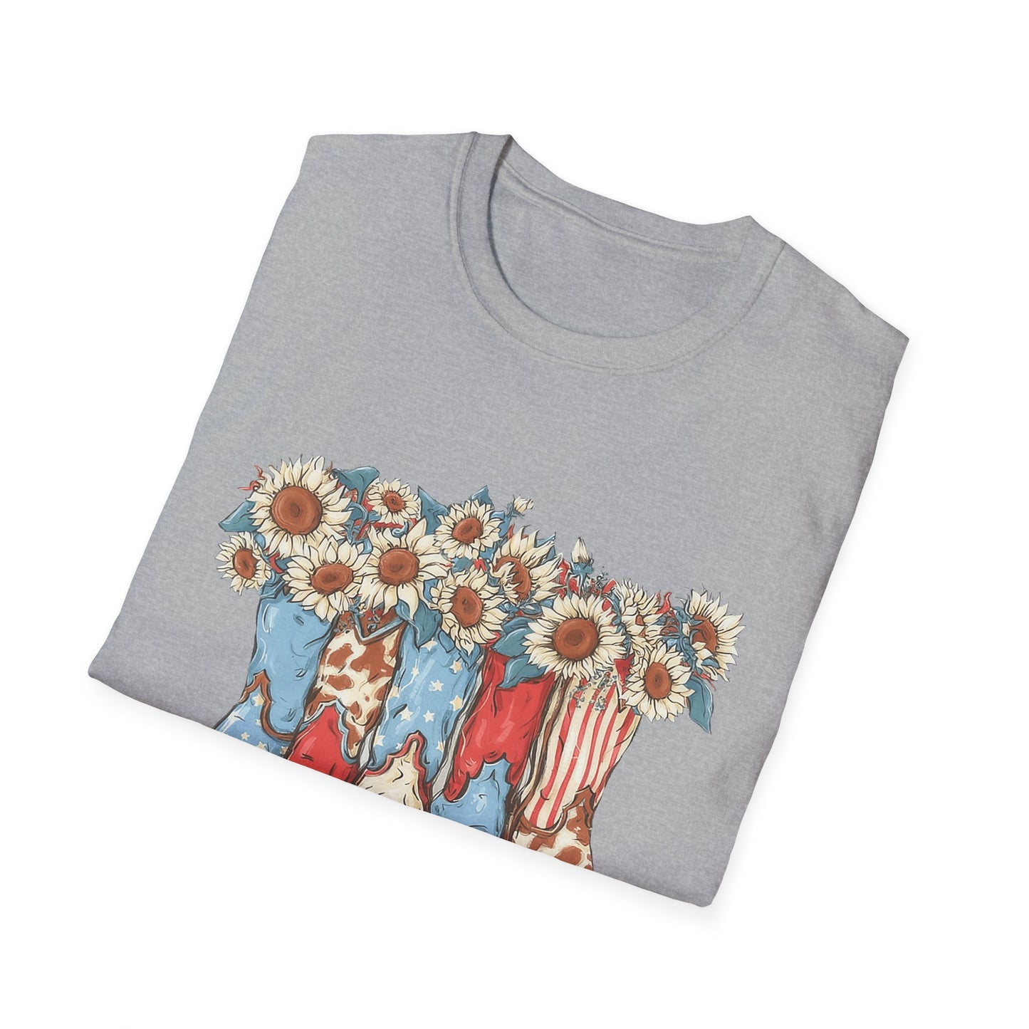 Patriotic Sunflower Cowboy Boots T-Shirt