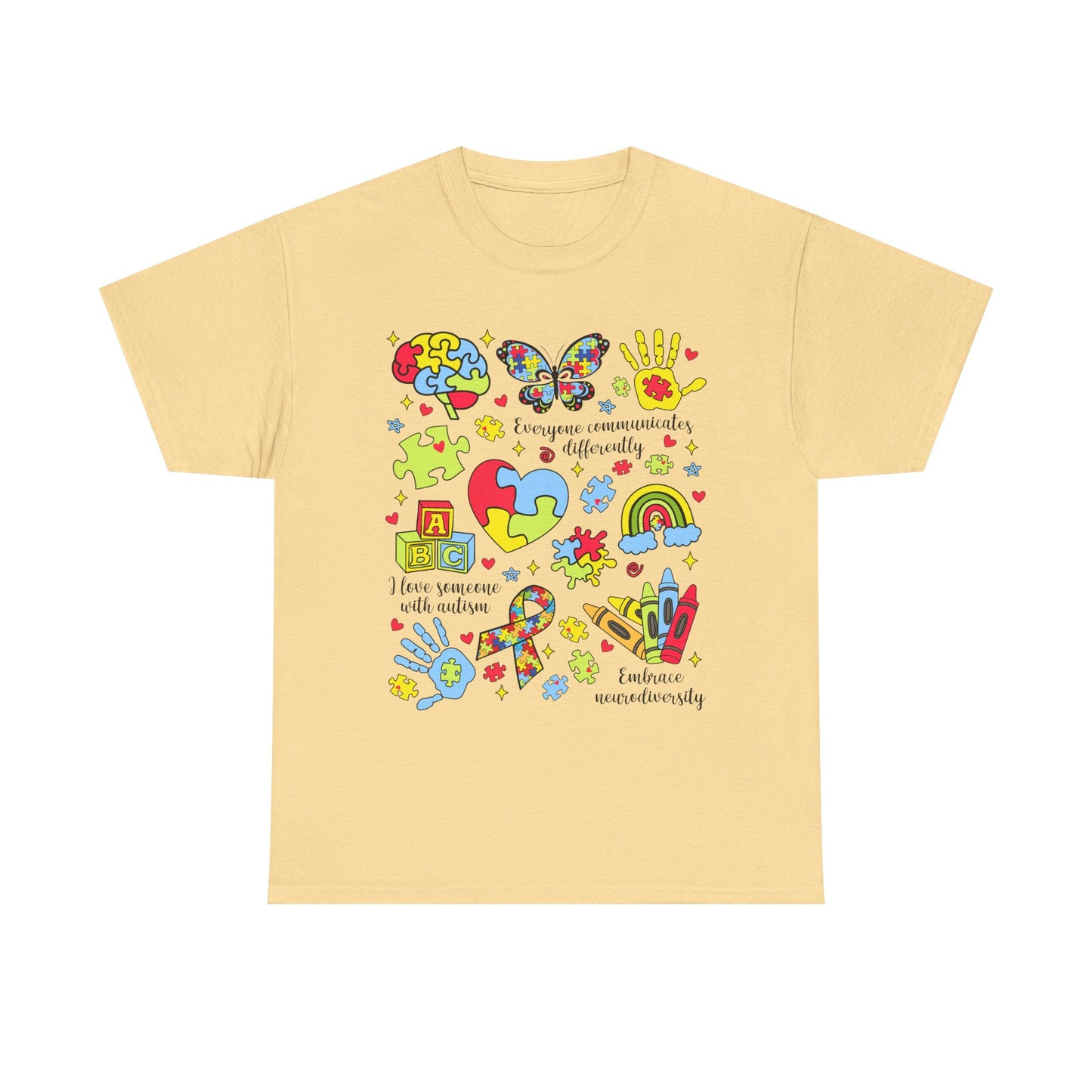 Autism Awareness Graphic Tee — Colorful Puzzle Heart & Hands Design