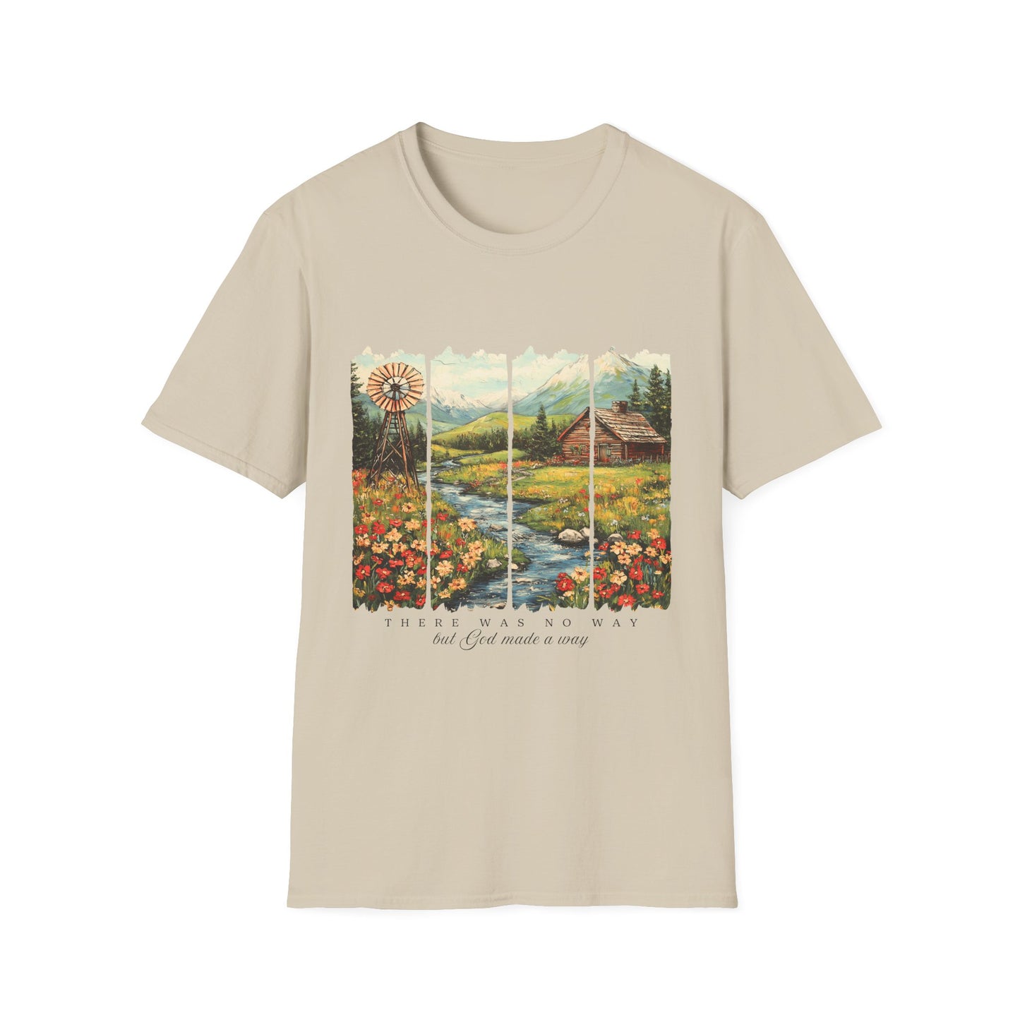 Scenic Windowpane Cabin T-Shirt — 'I Am But A Child Made of Stars' Nature Graphic Tee