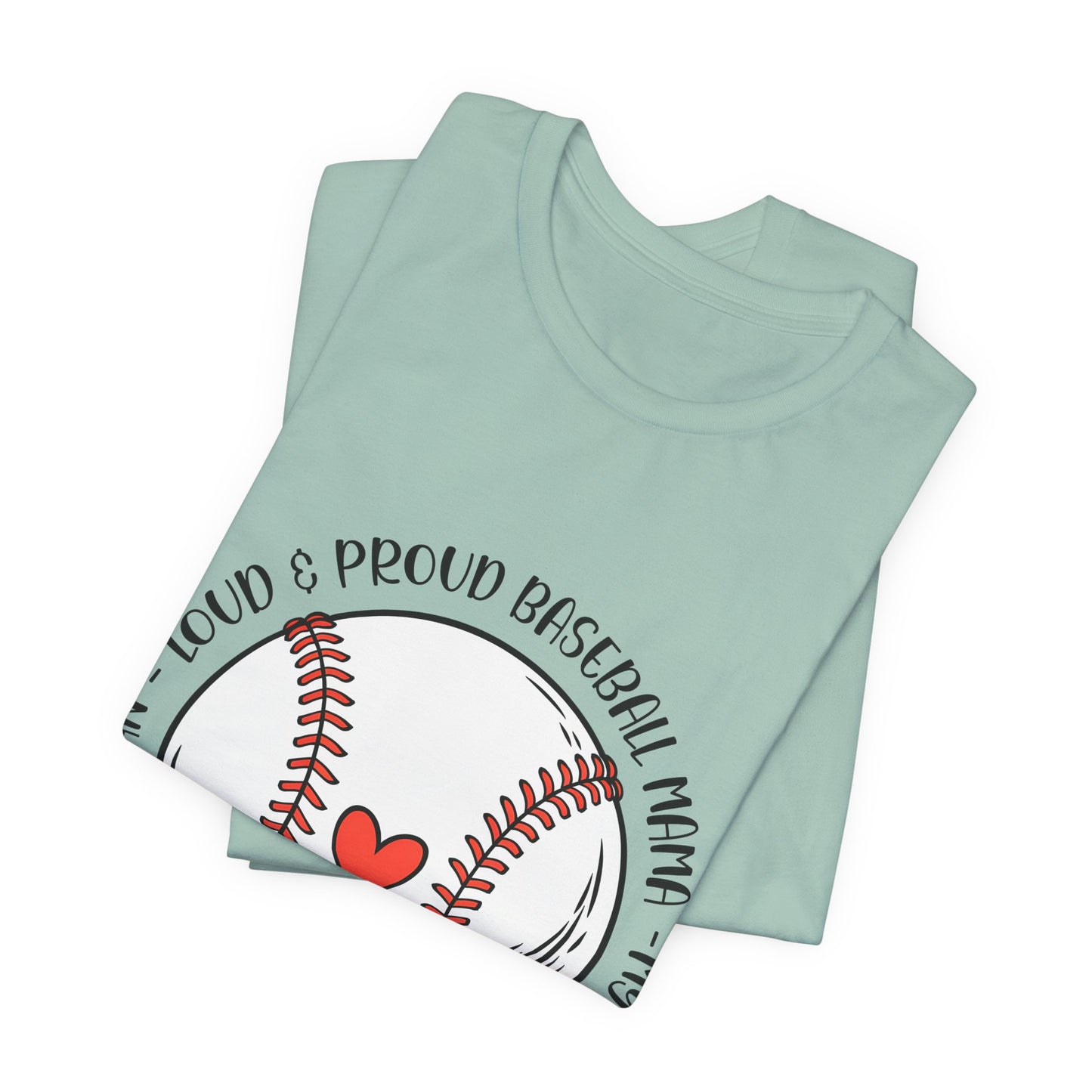 Baseball Mom Tee – Proud Baseball Mama Graphic Shirt (Heart & Stitch Design)