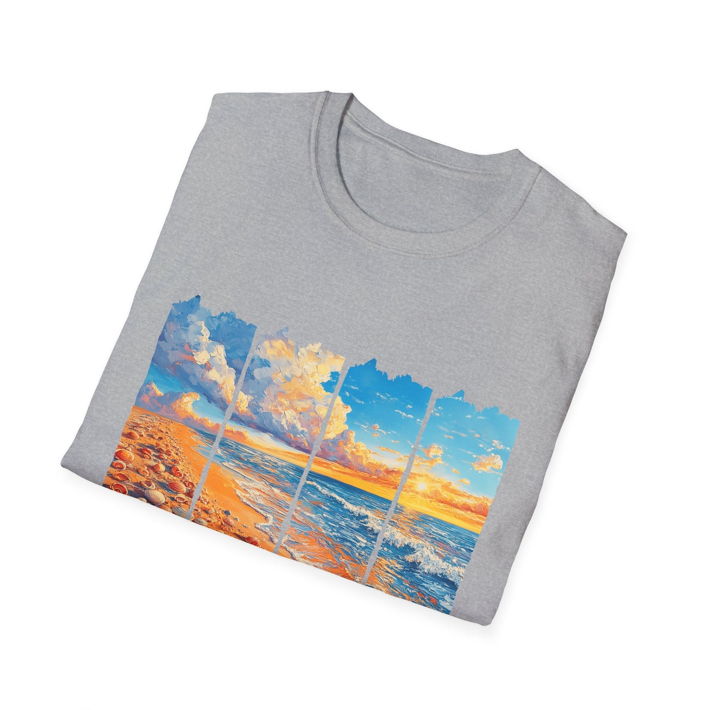 Beach Sunset Panel T-Shirt — Scenic Coastal Graphic Tee