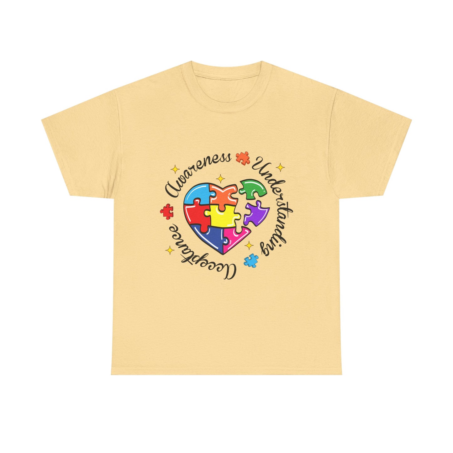 Autism Awareness Puzzle Heart T-Shirt – 'Awareness, Understanding, Acceptance'