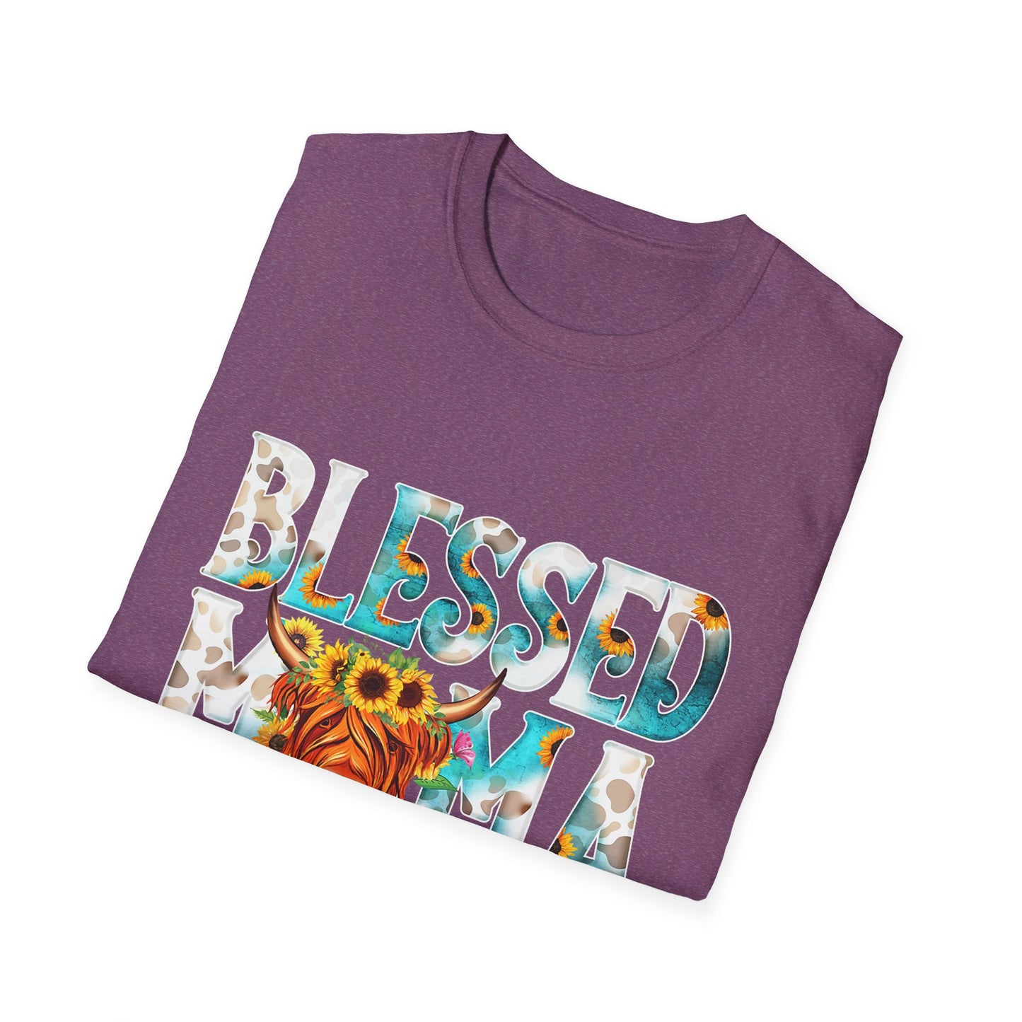 Blessed Mama T-Shirt — Floral Highland Cow Mother's Day Tee