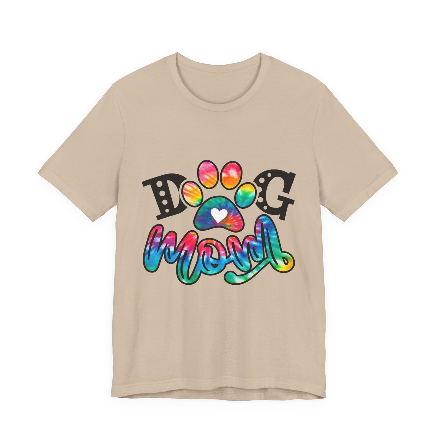 Dog Mom T-Shirt - Colorful Rainbow Paw Design