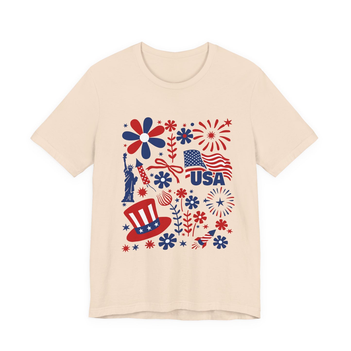 USA Patriotic T-Shirt – Fourth of July Fireworks & Liberty Graphic Tee