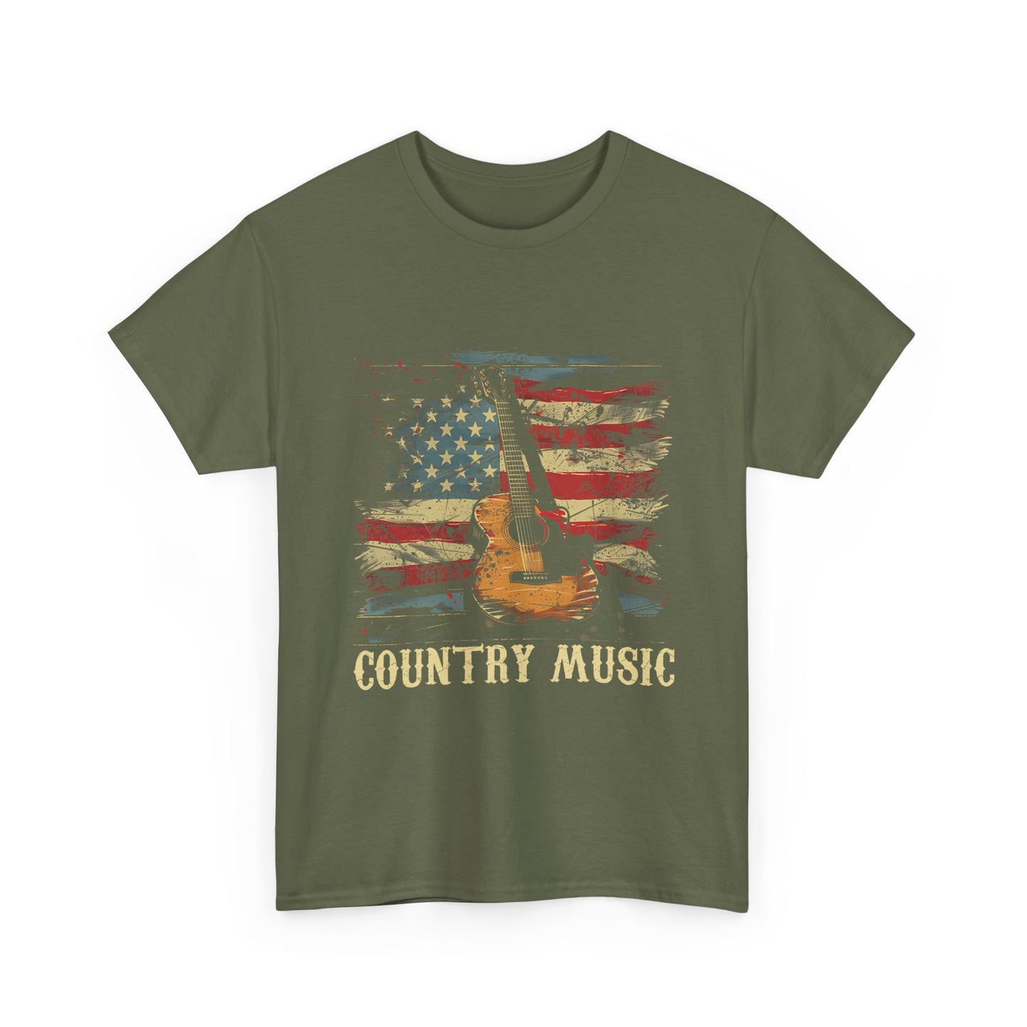 Country Music Guitar Tee — Vintage American Flag Acoustic Shirt