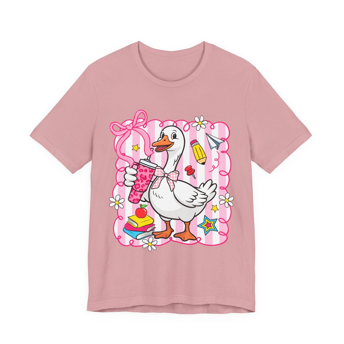 Cute Goose Graphic Tee — School Supplies Back-to-School T-Shirt