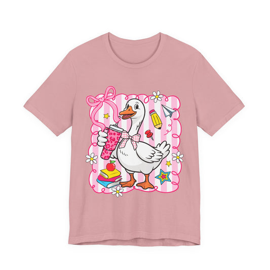 Cute Goose Graphic Tee — School Supplies Back-to-School T-Shirt