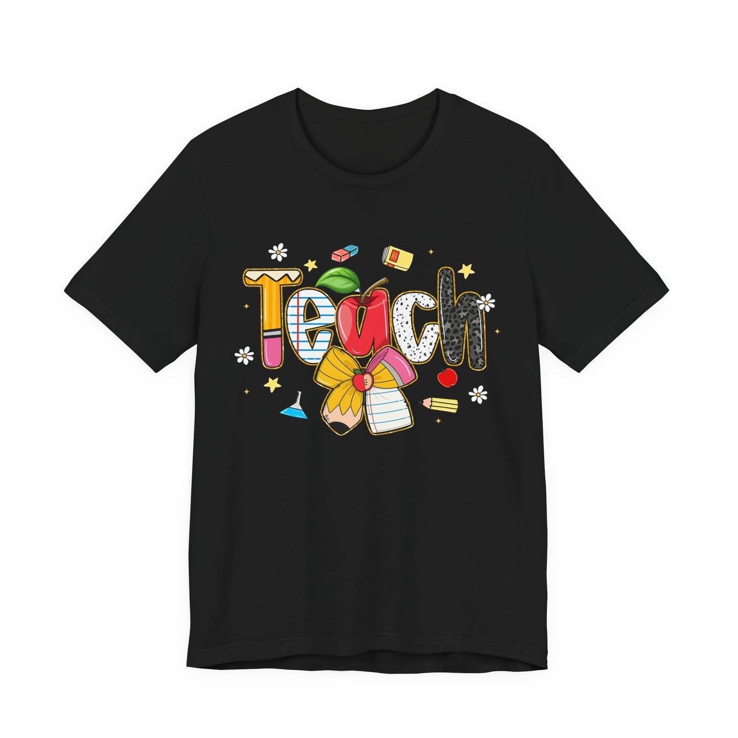 Teacher Floral Pencil Tee - "Teach" Cute School T-Shirt for Educators