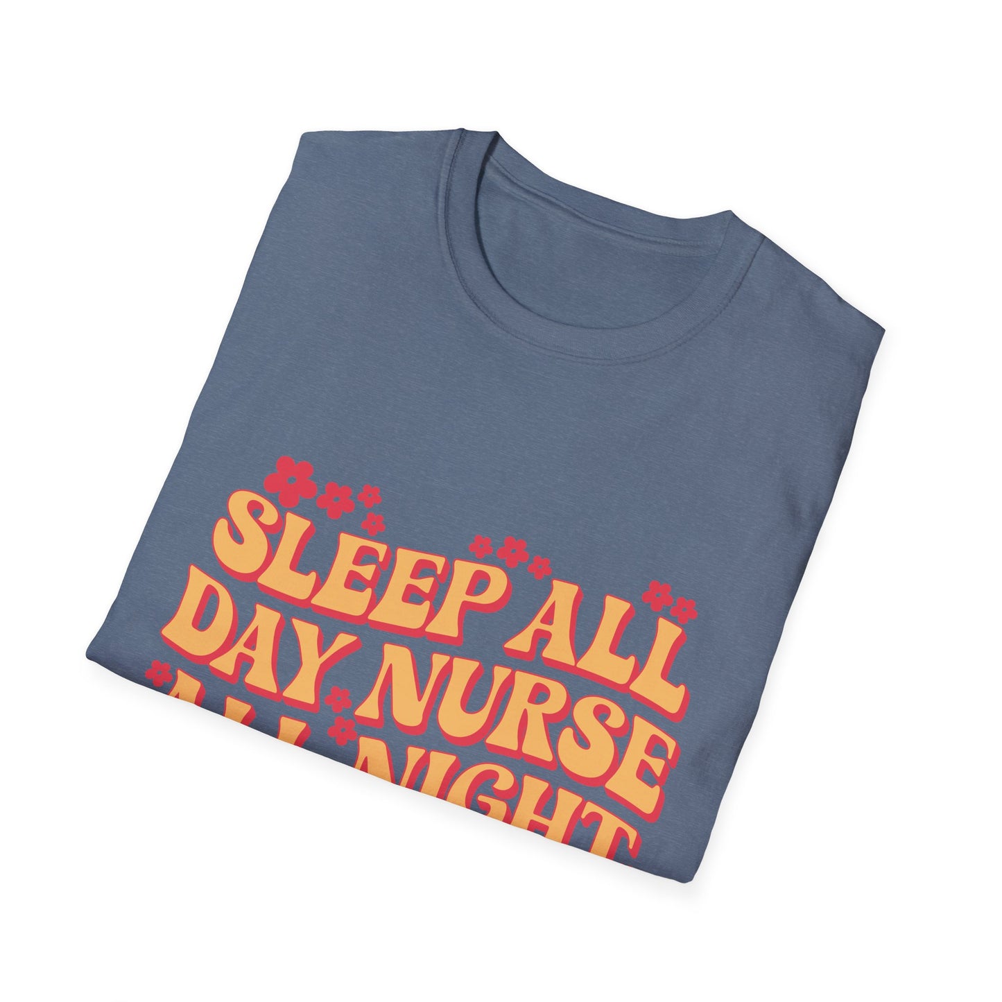 Nurse Life T-Shirt - "Sleep All Day, Nurse All Night" Retro Floral Tee