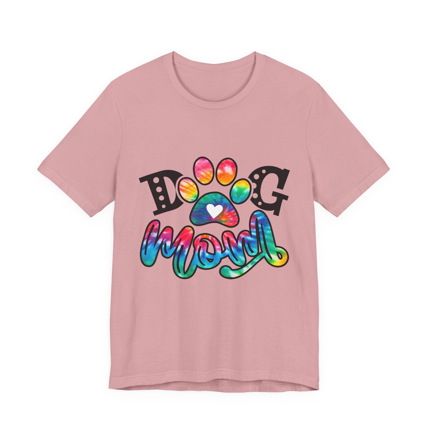 Dog Mom T-Shirt - Colorful Rainbow Paw Design