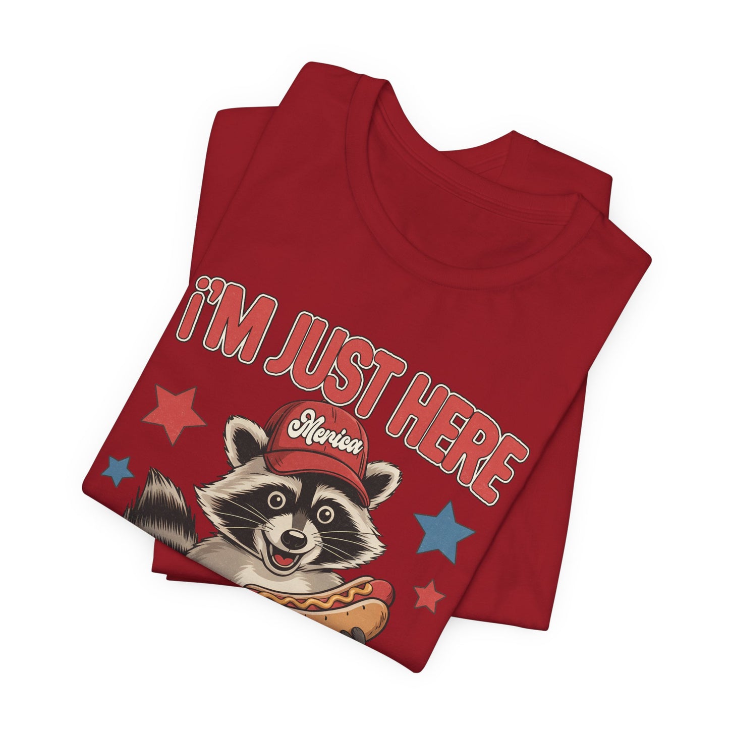 Patriotic Raccoon Hot Dog Tee — “I'm Just Here For The Winans” Graphic T-Shirt