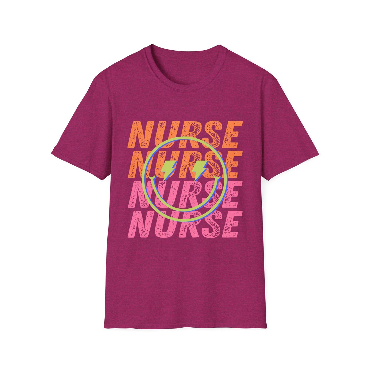 Nurse Repeat Circle Graphic T-Shirt — Colorful Floral Nurse Tee