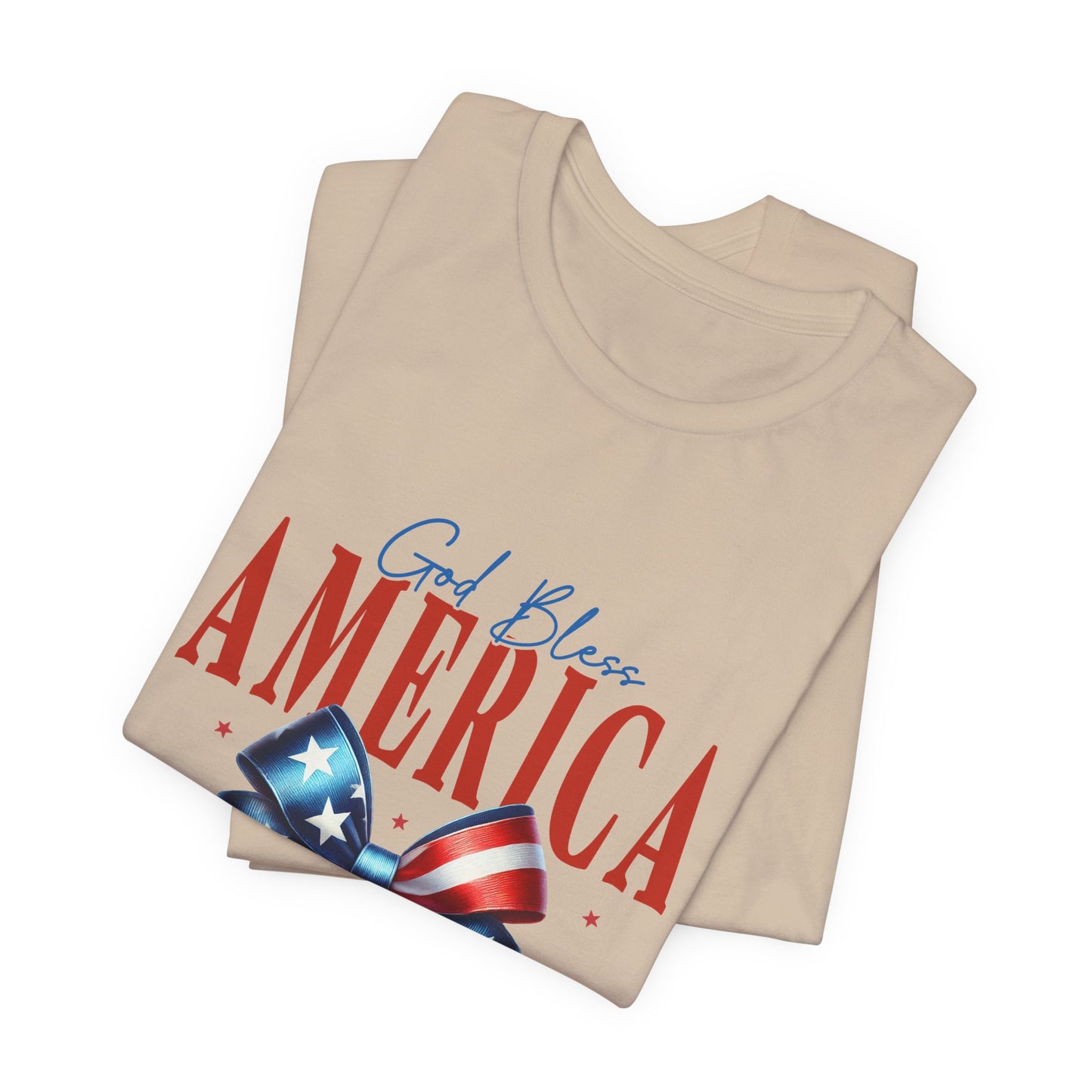 God Bless America Bow T-Shirt — Patriotic 1776 Fourth of July Tee