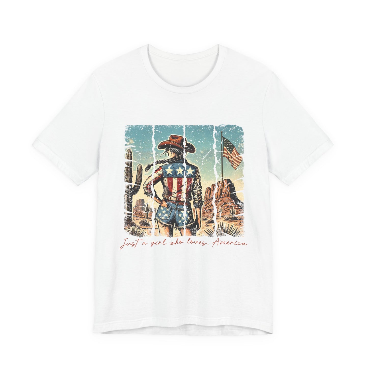 Patriotic Cowgirl Tee — "Just a Girl Who Loves America"