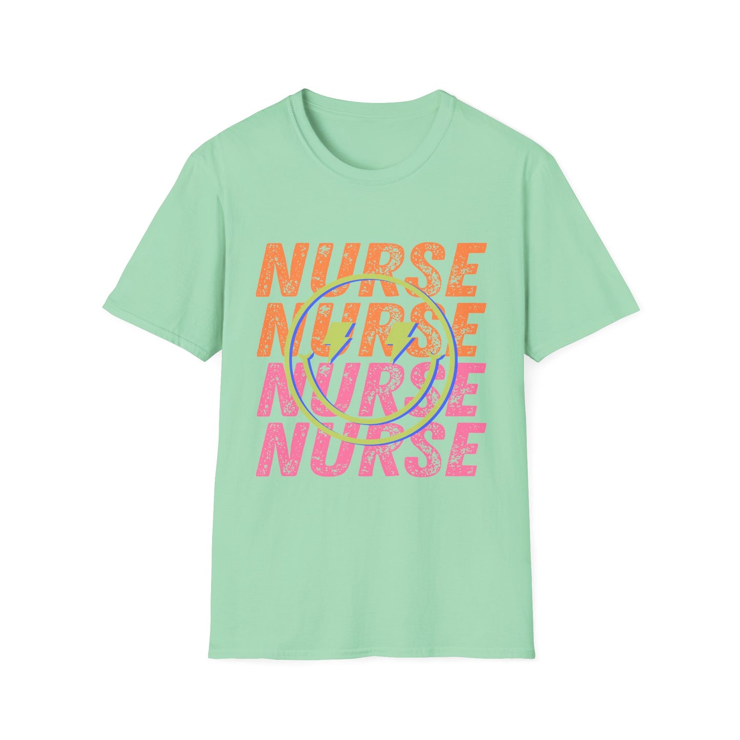 Nurse Repeat Circle Graphic T-Shirt — Colorful Floral Nurse Tee