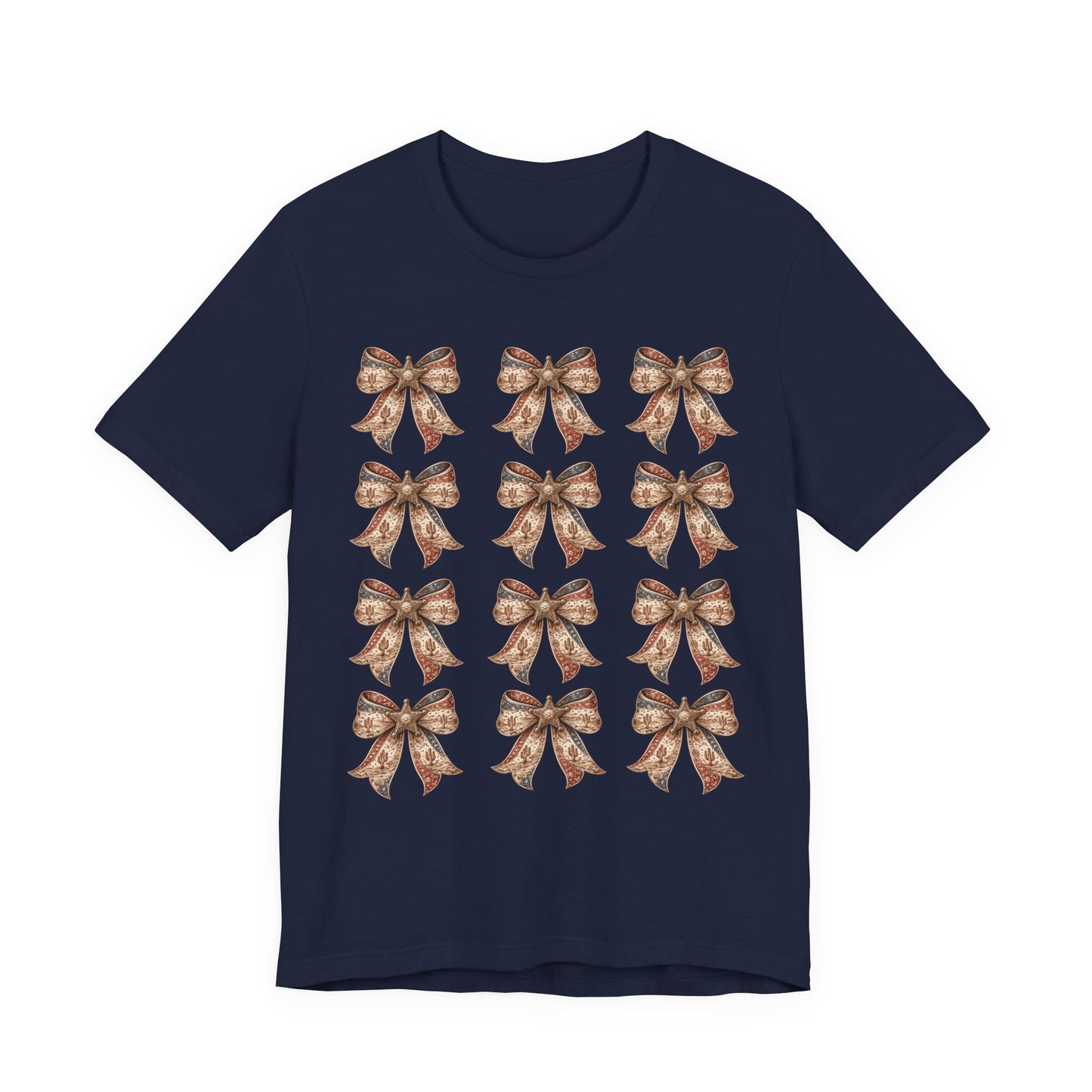 Bow Pattern Tee — Vintage Floral Ribbon Graphic Shirt