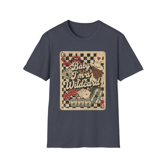 Wildcard Vintage Playing Card T-Shirt — “Baby I’m a Wildcard” Retro Casino Tee