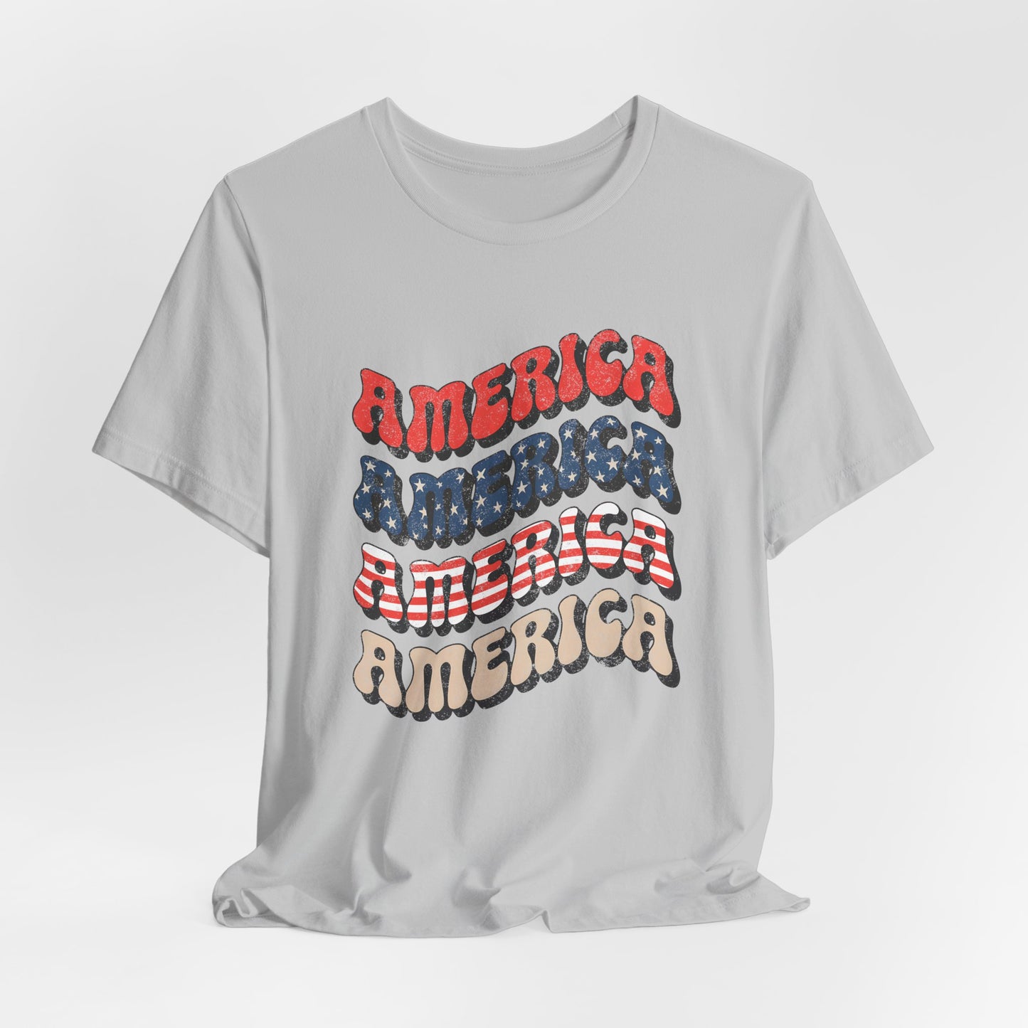 Patriotic "America" Retro Wave T-Shirt