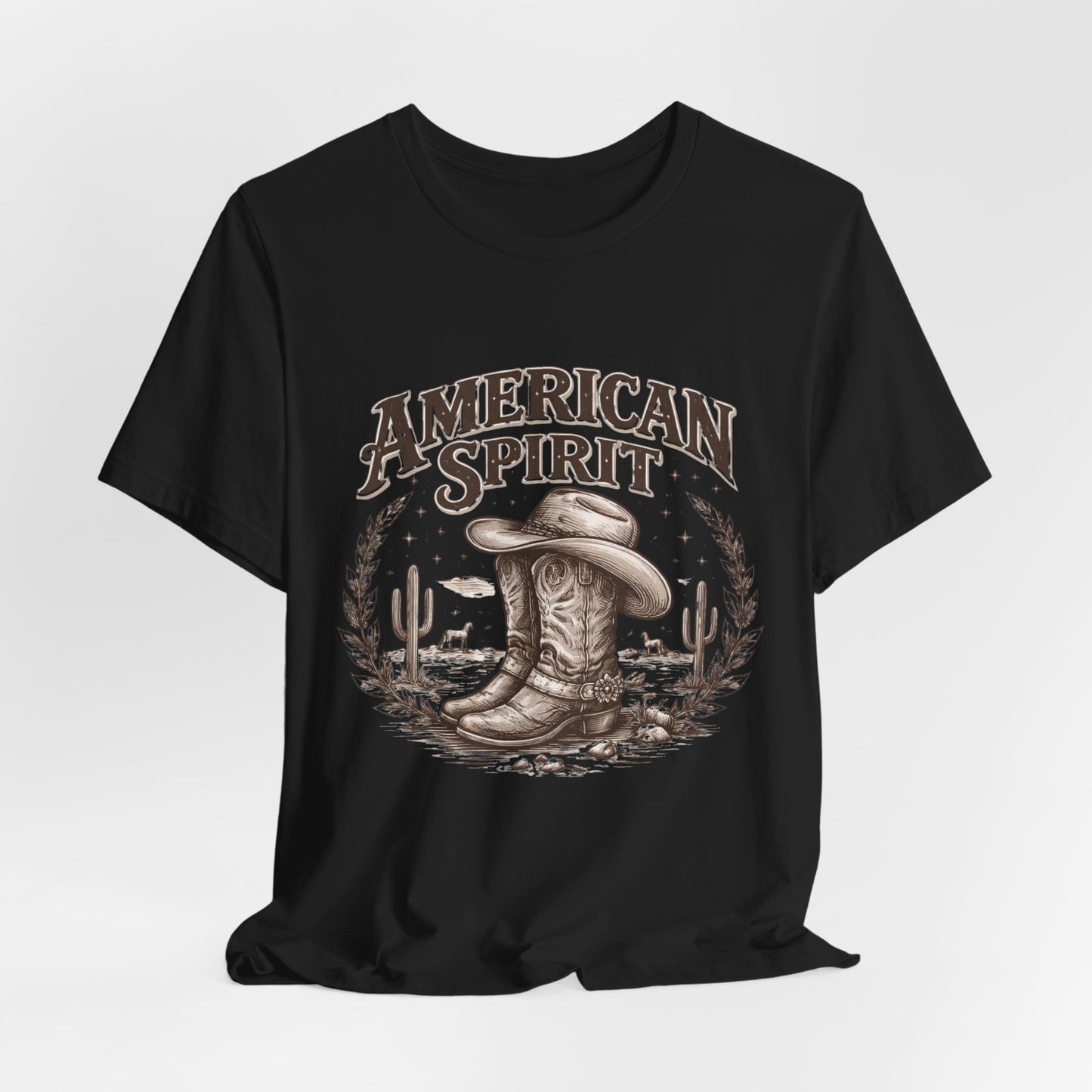 American Spirit Cowboy Tee — Western Boot & Cactus Vintage Graphic T-Shirt