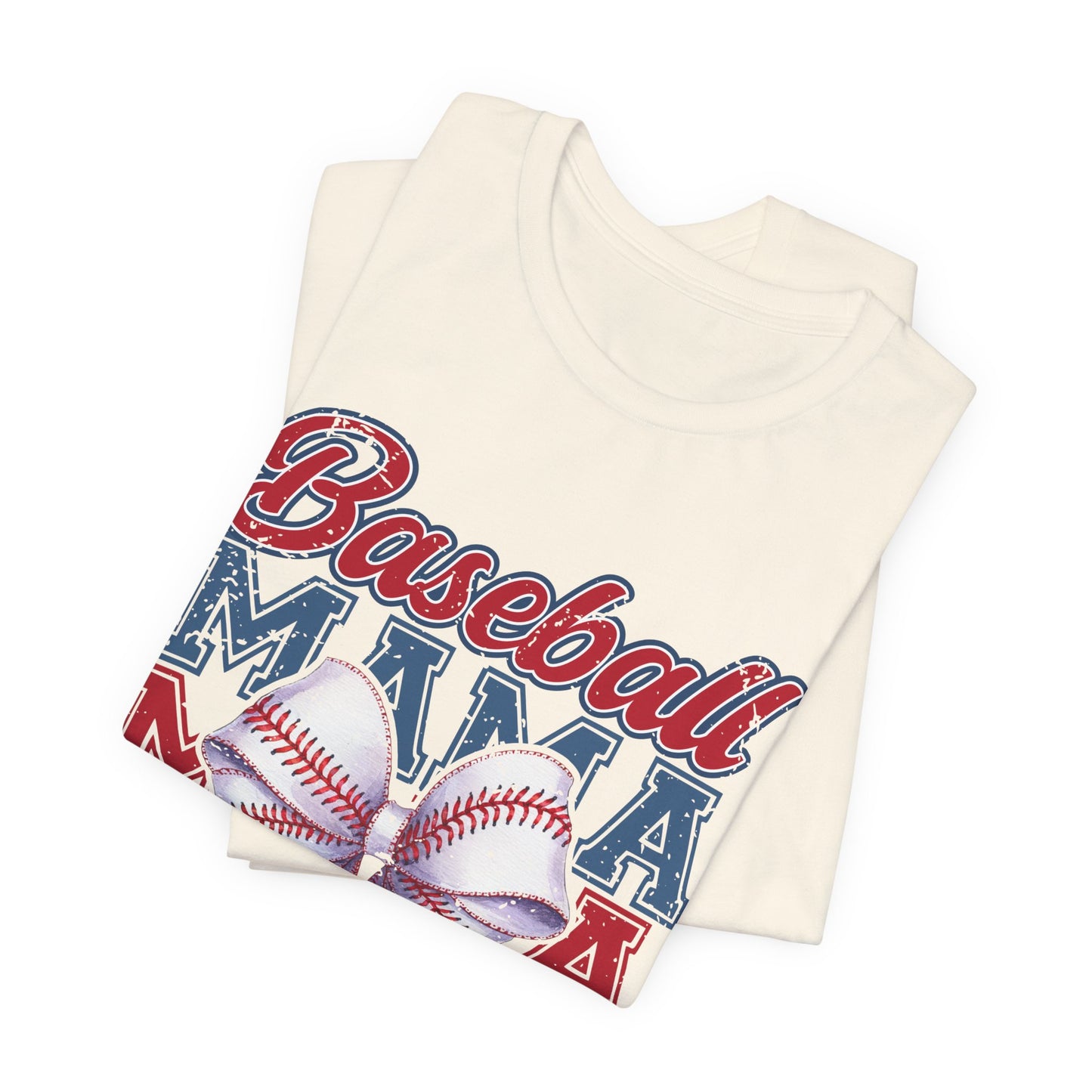 Baseball Mama Tee – Patriotic Bow Soft Cotton T‑Shirt for Baseball Moms