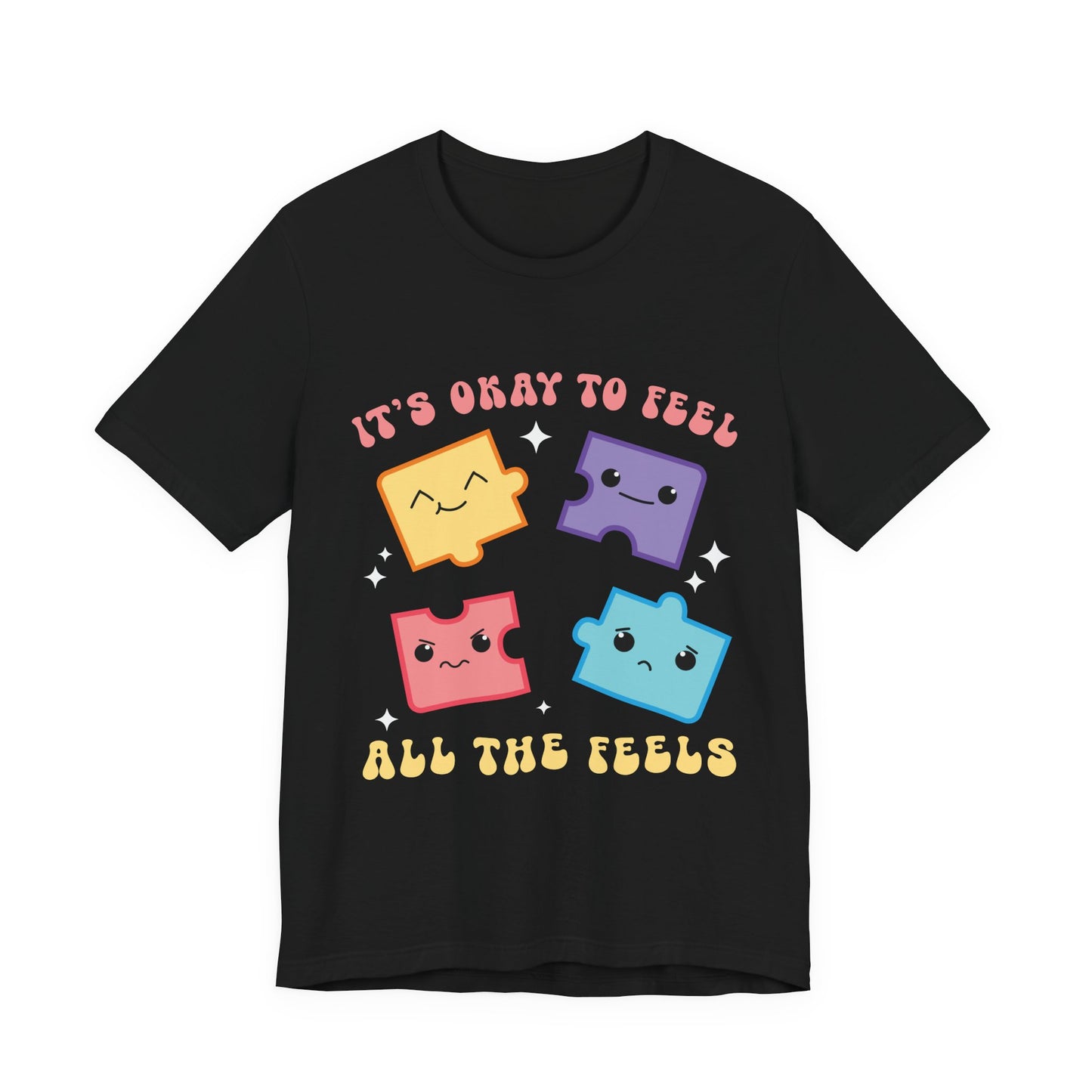 “It’s Okay to Feel” Puzzle Pieces Tee — Mental Health Awareness Comfort Shirt