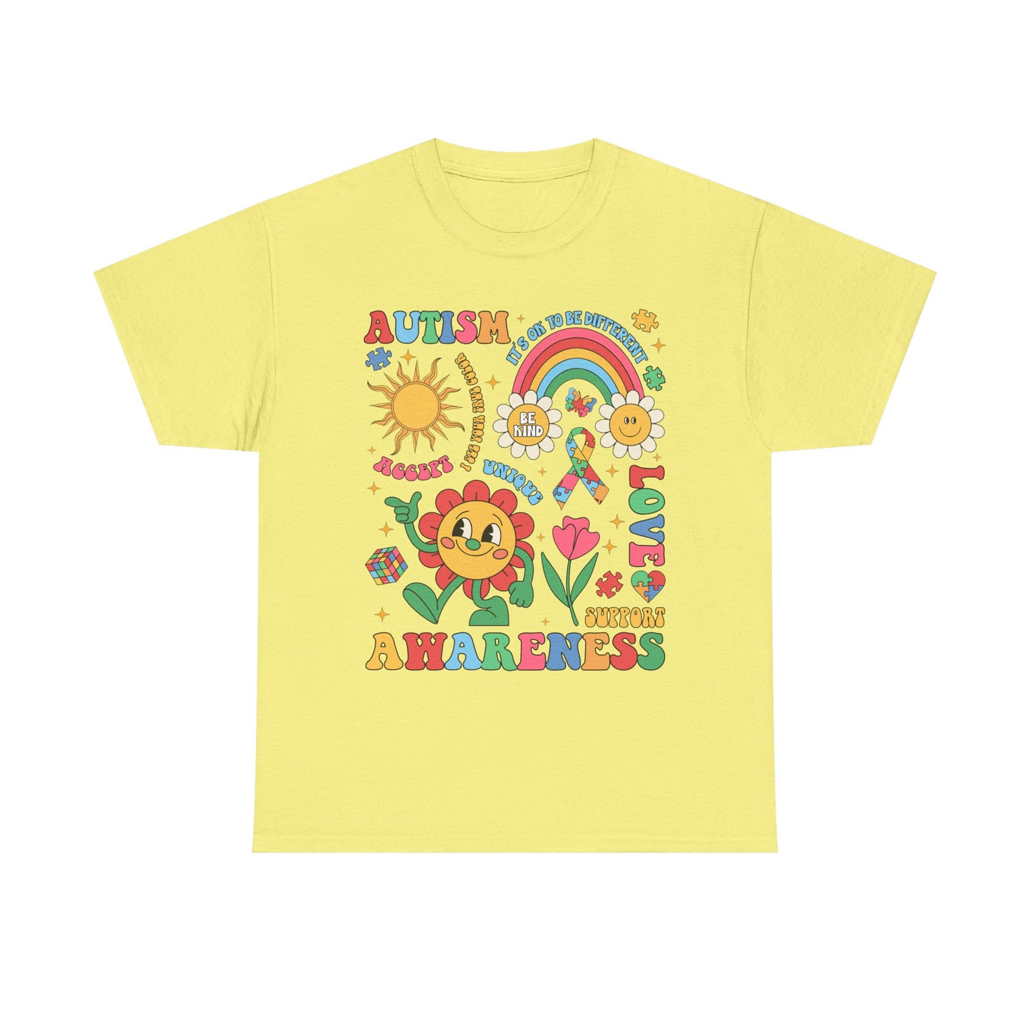 Autism Awareness Rainbow Floral Tee — Love, Support & Awareness T-Shirt