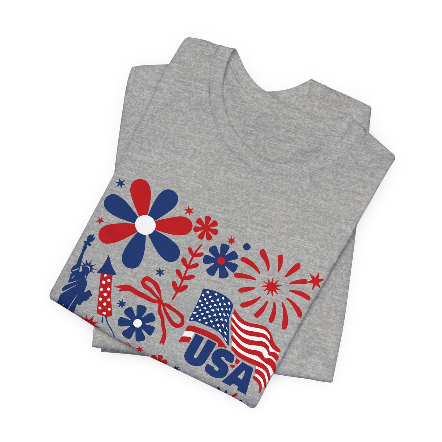 USA Patriotic T-Shirt – Fourth of July Fireworks & Liberty Graphic Tee